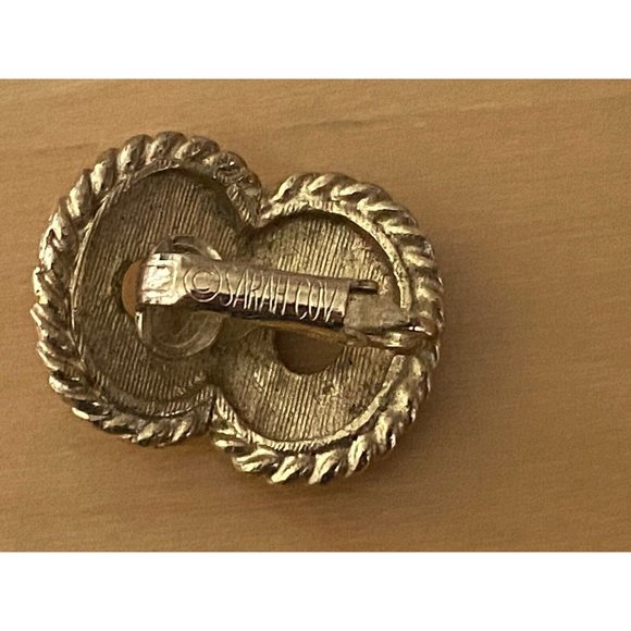 Vintage MCM Gold Tone Pink and Blue Clip On Earrings Sarah Coventry 1" Classic - Picture 15 of 16